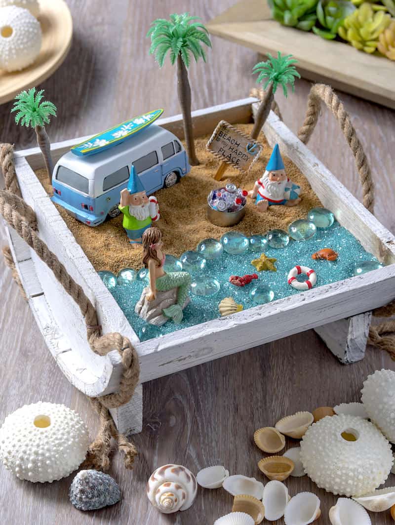 How to make a beach fairy garden Mod Podge Rocks
