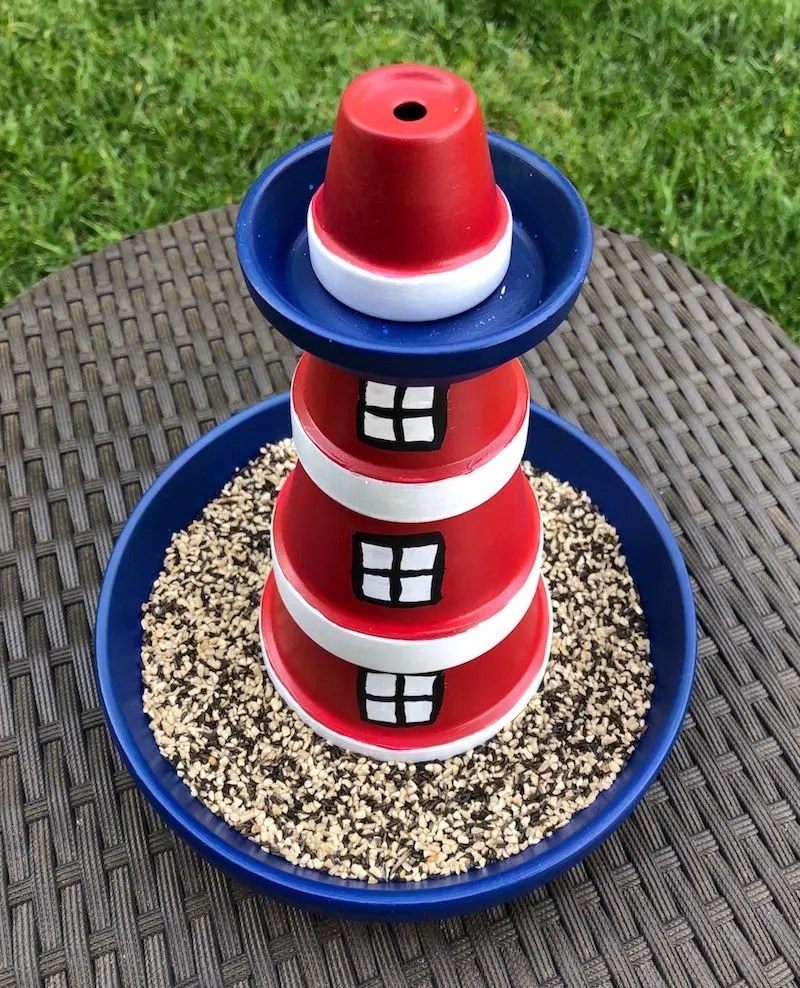 Clay Pot Lighthouse for Summer Garden Decor Mod Podge Rocks