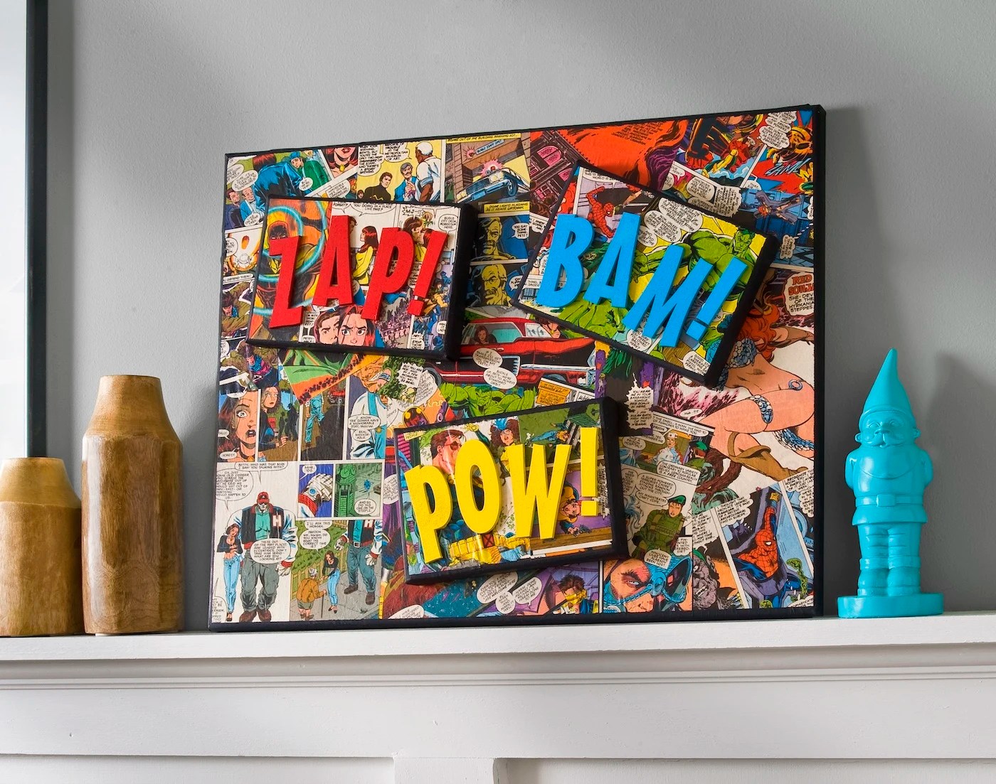 Comic Wall Art for a Kids' Room or Man Cave Mod Podge Rocks