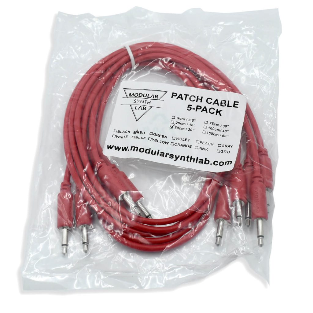 Eurorack Patch Cables, 5Pack, 9150cm, RED ModularSynthLab