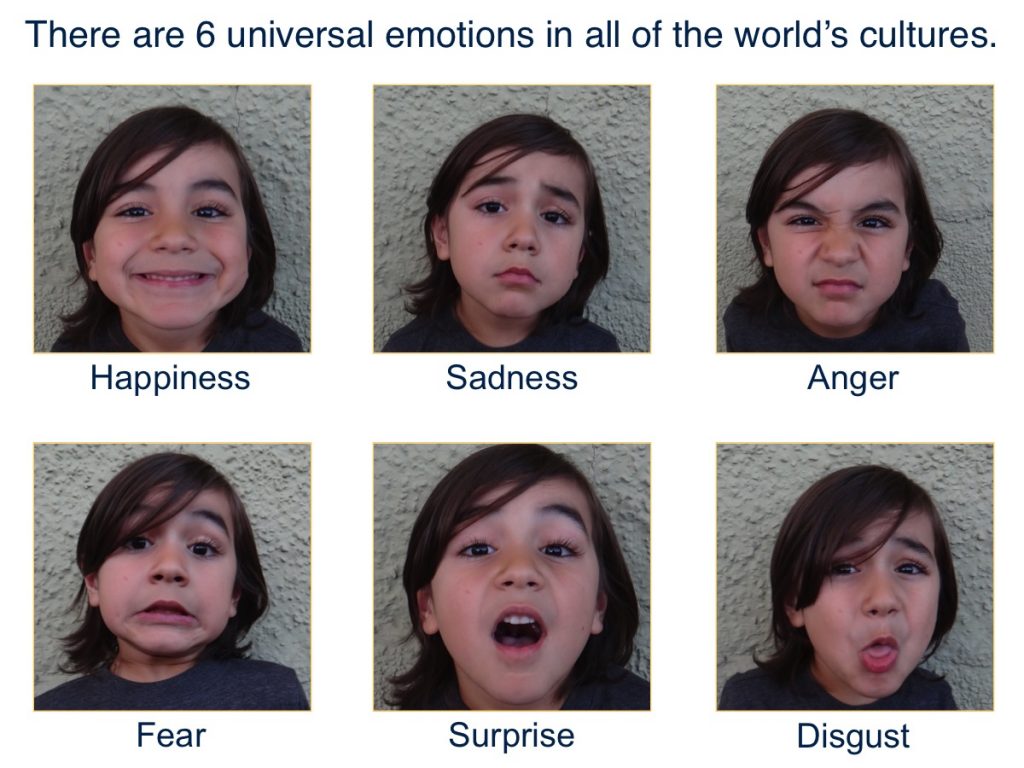 Happiness, sadness, surprise, anger, fear and disgust. All pages and cover are intact (including the dust cover, if applicable). Universal Emotions Institute for Learning and Brain Sciences (ILABS)