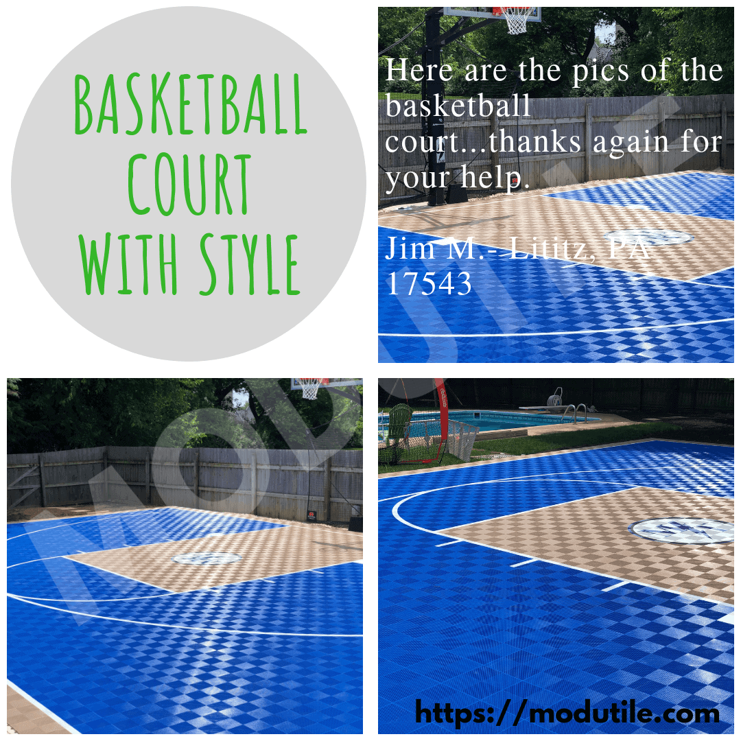 HalfCourt Basketball Floor, 46x30, Kit ModuTile Sport Tiles