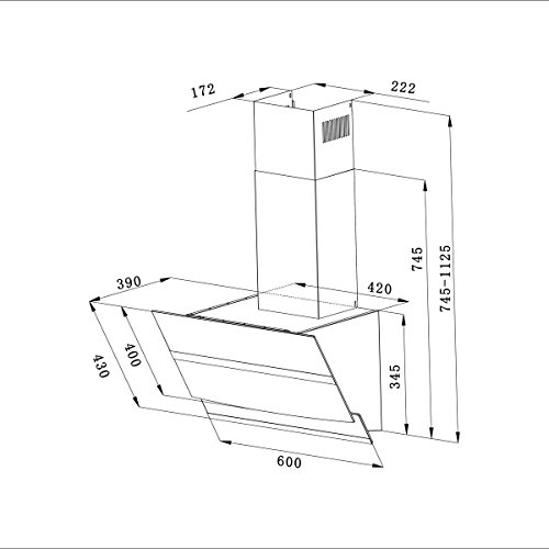 Ciarra Dunstabzugshaube 60cm Abluft/Umluft 3 Stufen max. Abluftleistung