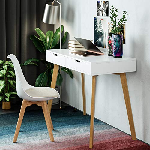Homfa Schreibtisch mit 2 Schubladen 100x50x77cm(BxTxH) Computertisch