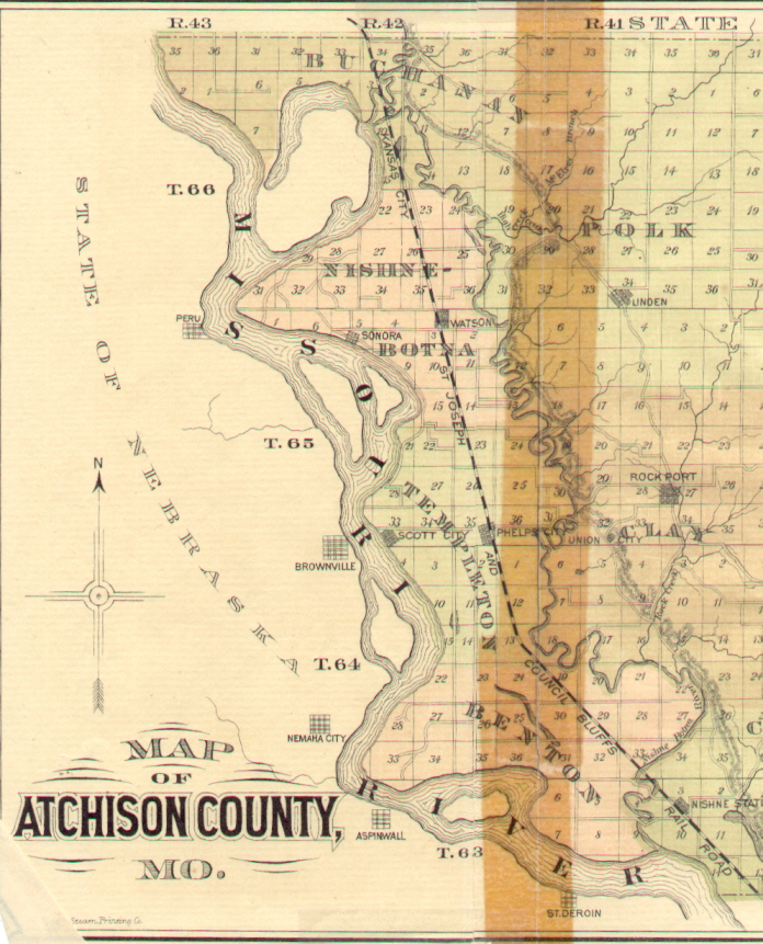 Atchison County, Missouri 1882 History map of west side of county