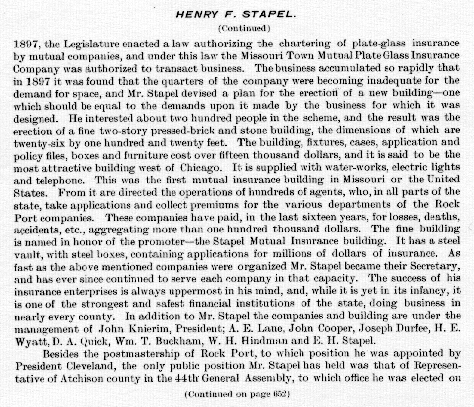 Atchison County, Missouri Stapel's History Hi names