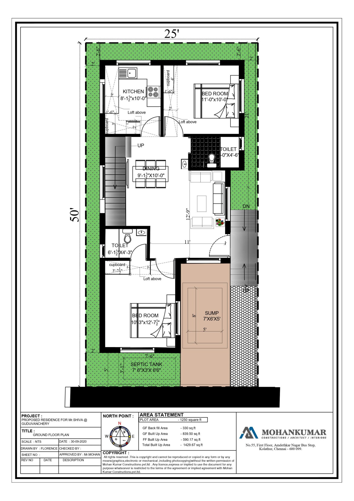 3BHK Duplex House Plan in 1250 Sq. Ft Mohankumar Construction Best