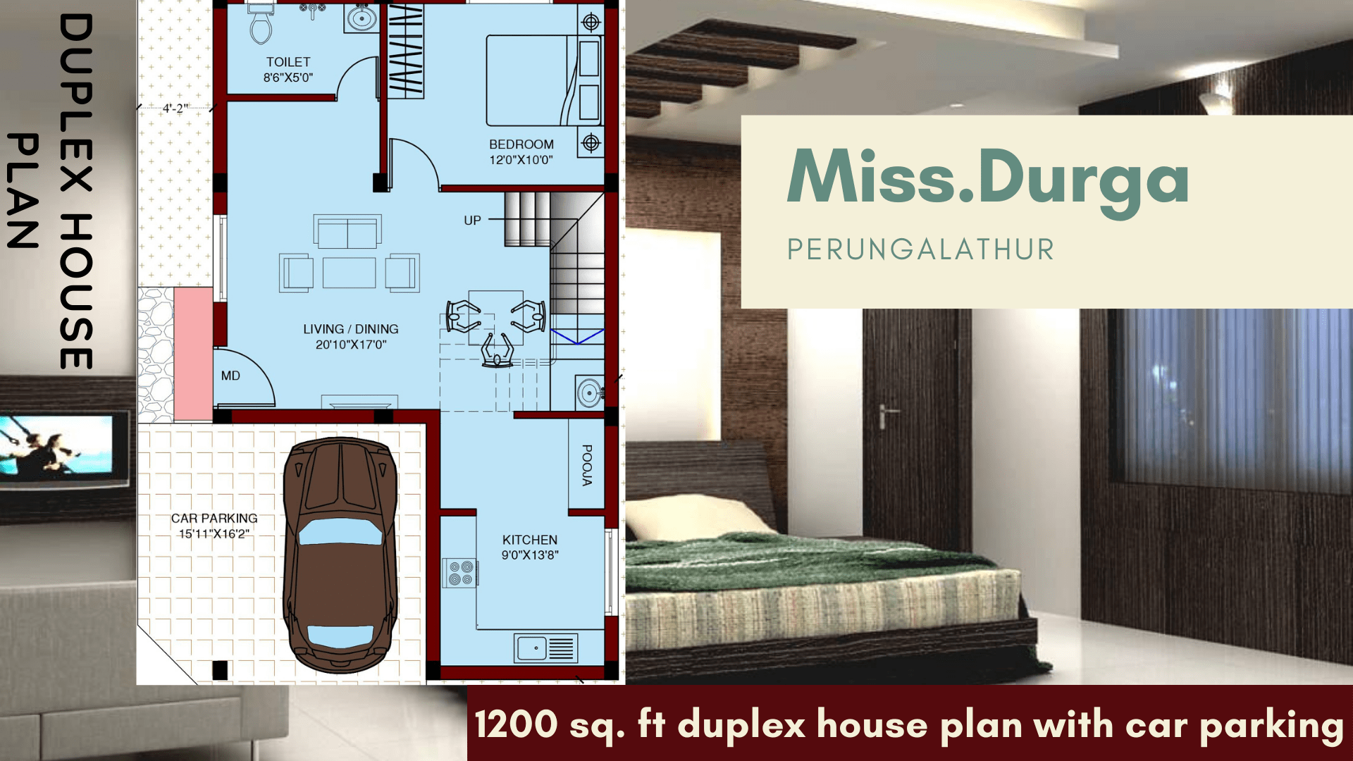 1200 Sq. Ft Duplex House Plan Designs