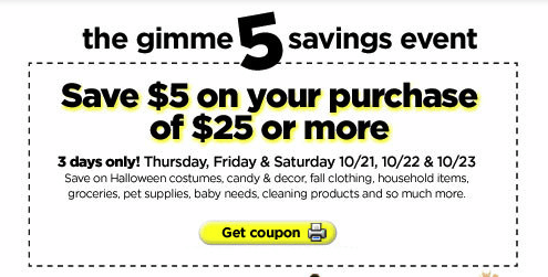 Dollar General $5 off $25 Printable Coupon