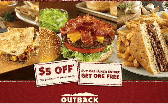 Outback Steakhouse Coupons: Buy One Get One Free and $5 off