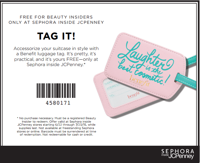 Free Benefit Cosmetics Luggage Tag at Sephora Inside JCPenney