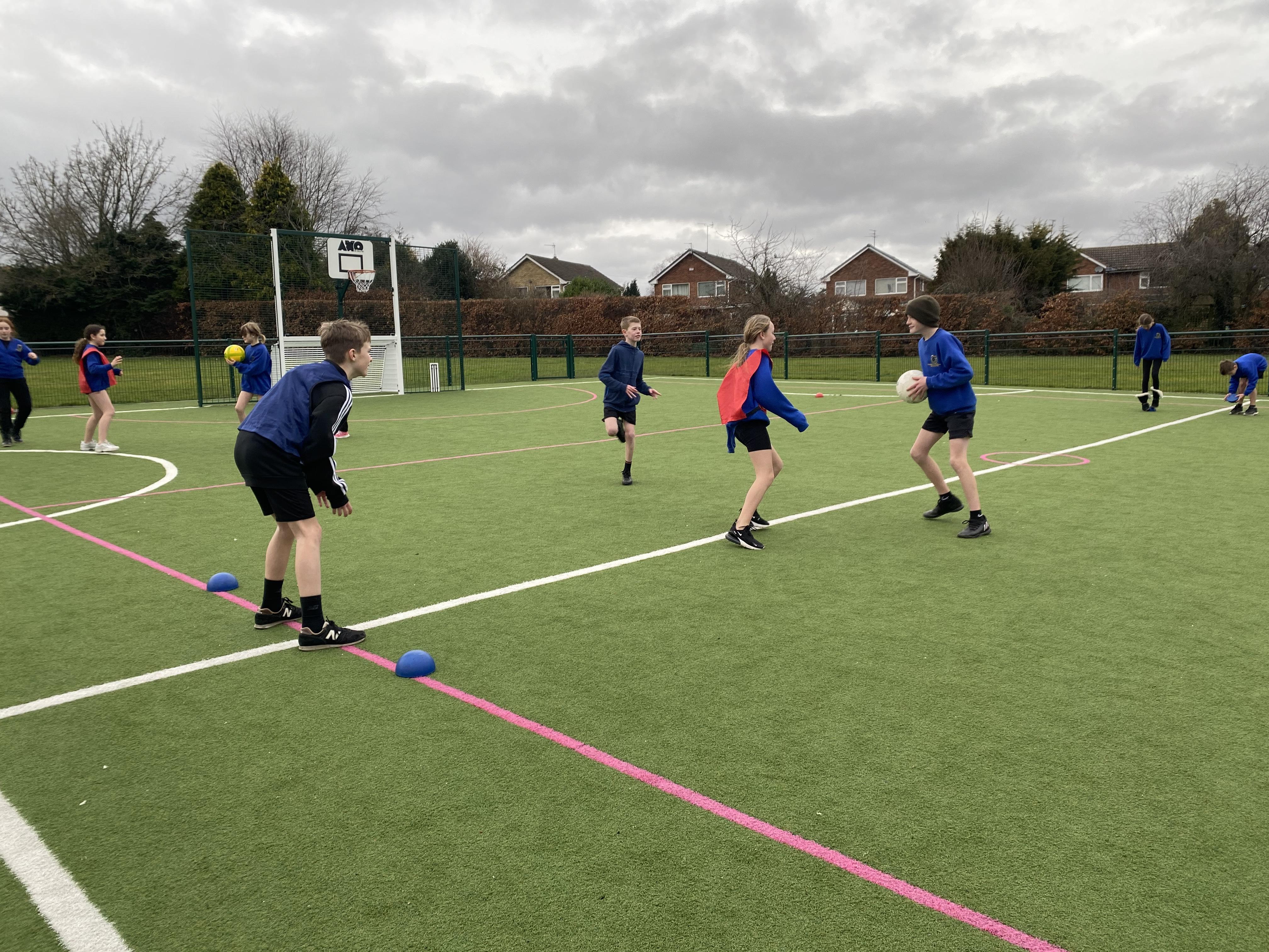 Year 6 Handball practice Molescroft Primary School