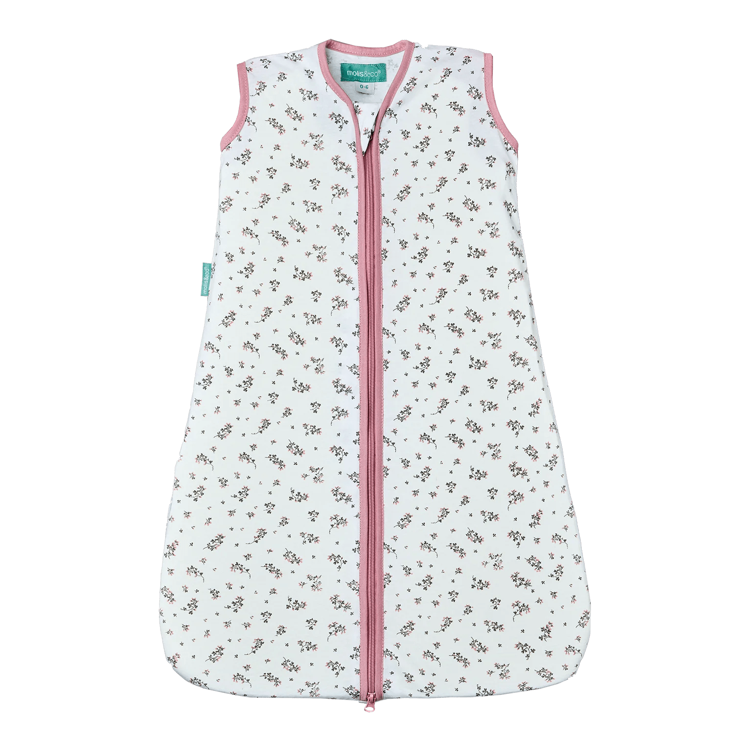 Sleeping bag for baby. Organic cotton. Ideal for summer. TOG 0.5. Bloom pink model. molisandco