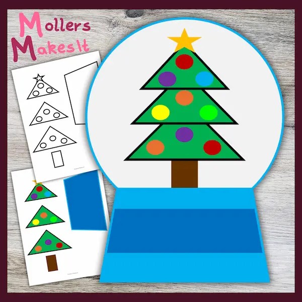 Christmas Tree Snow Globe Craft Template Mollers Makes It