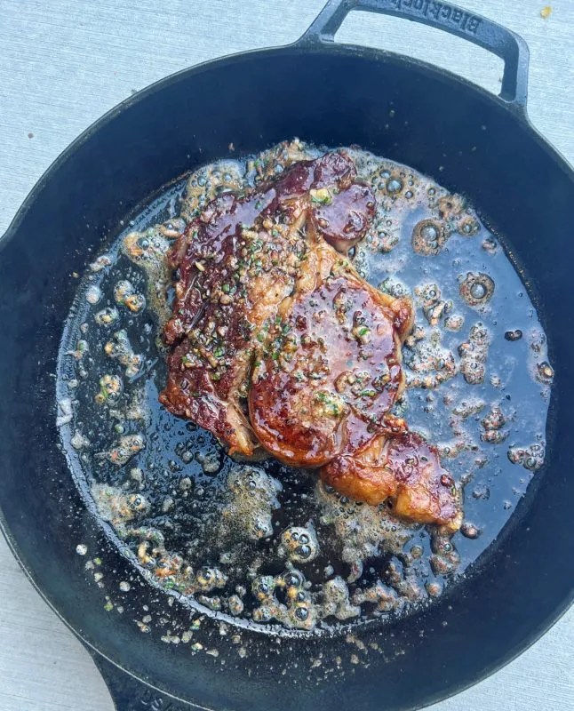 ReverseSear Ribeye with Caesar Butter Molly Baz