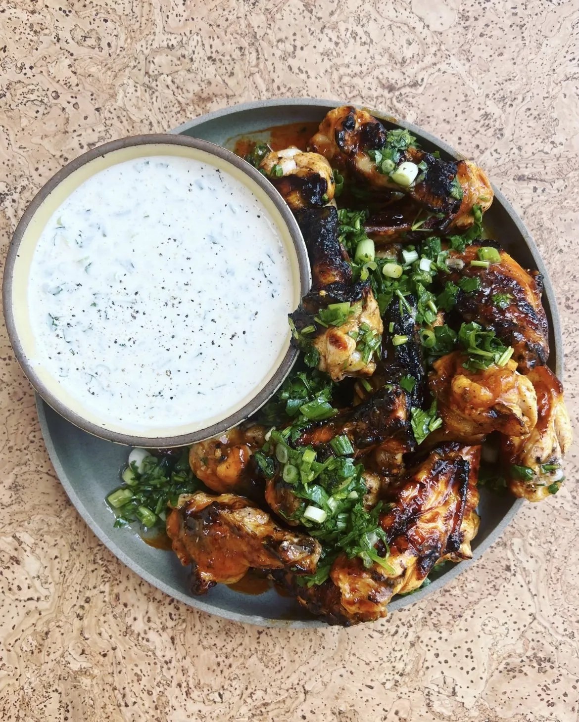Buffalo Wings with Scallion Cilantro Salsa Molly Baz