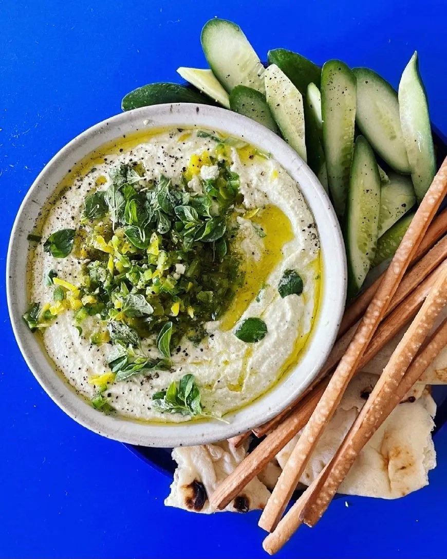Spicy Feta Dip with Charred and Pickled Pepps Molly Baz