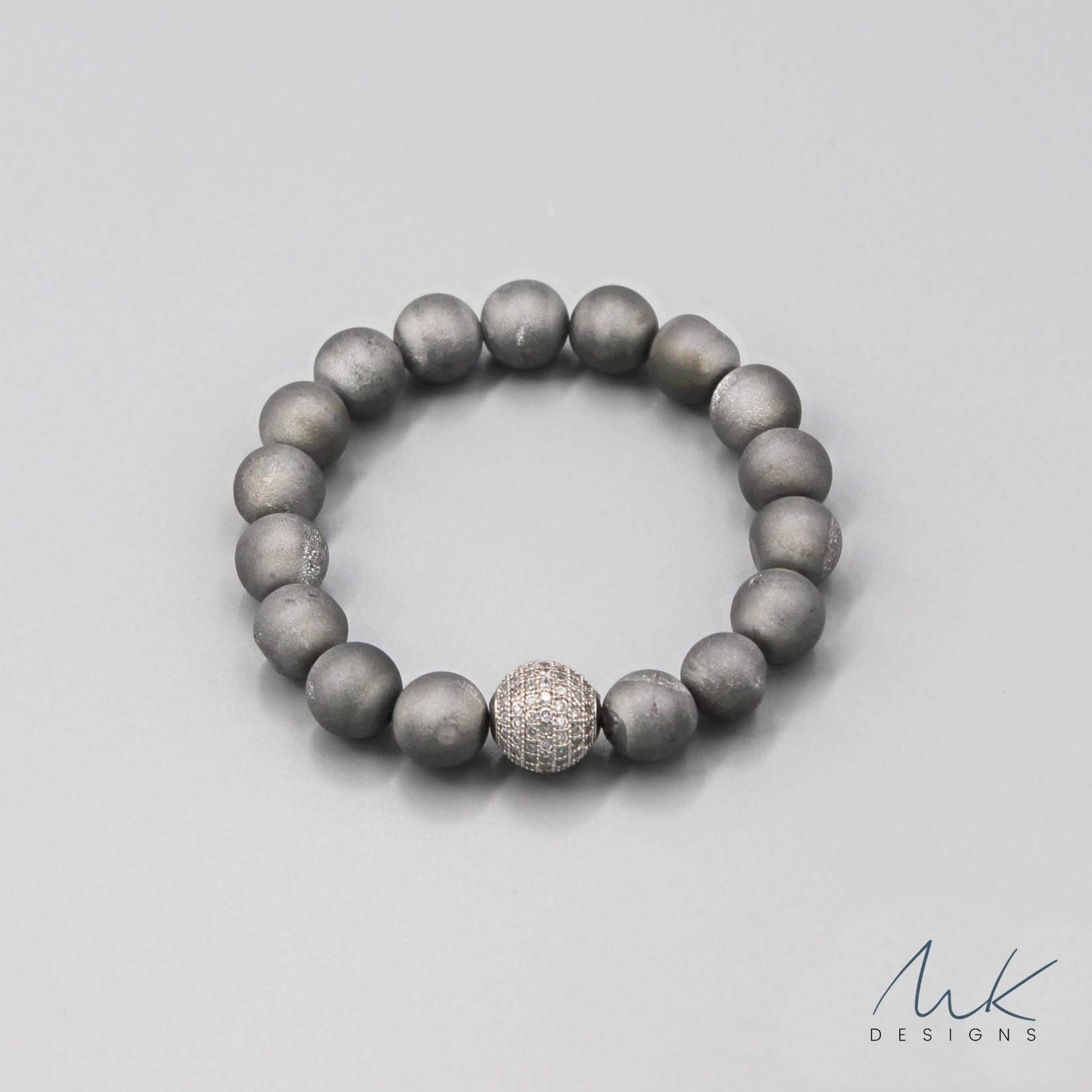 Black Ball Gray Druzy Bracelet MK Designs