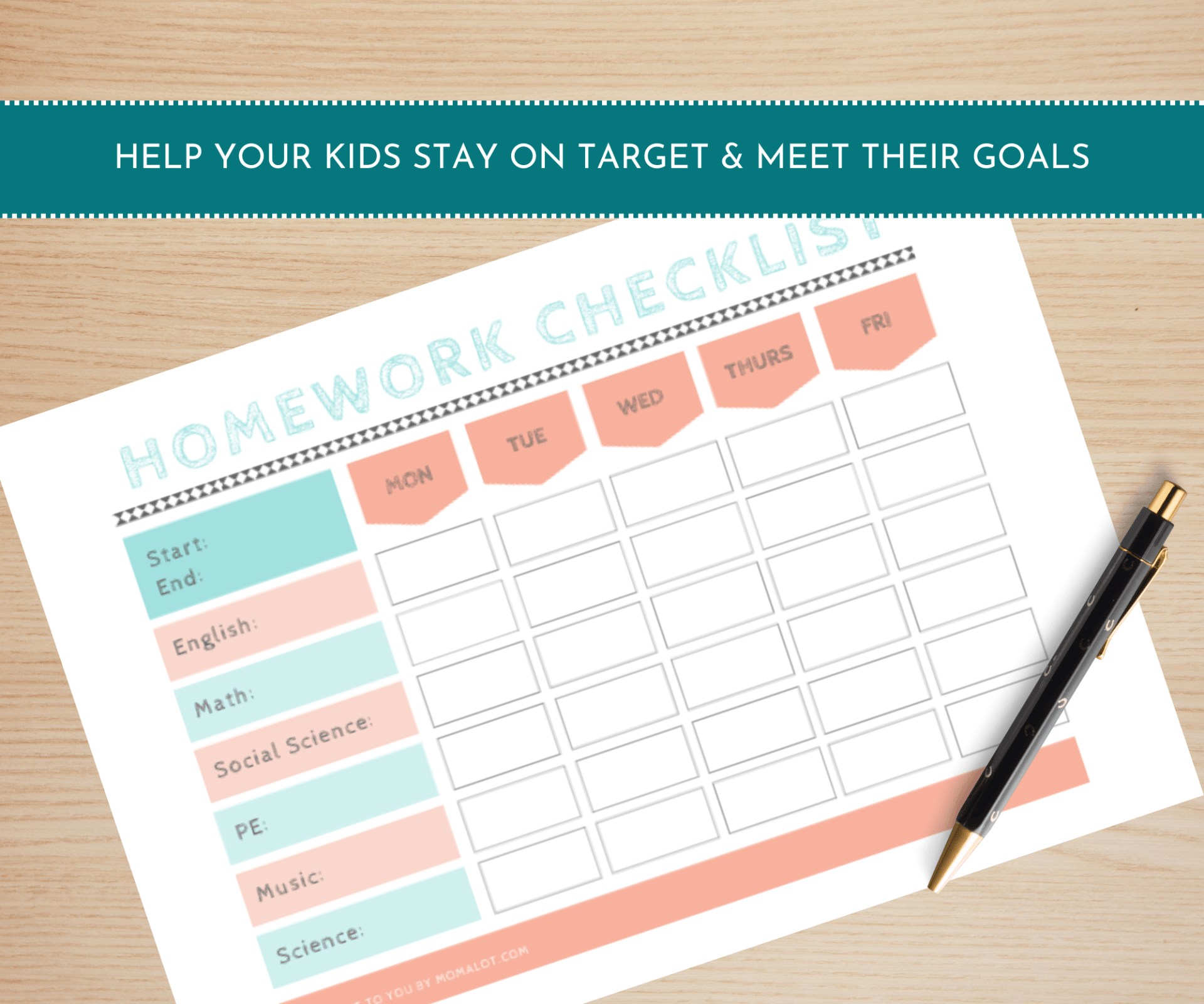 Homework Tracker Printable for Elementary Age Kids - Momalot