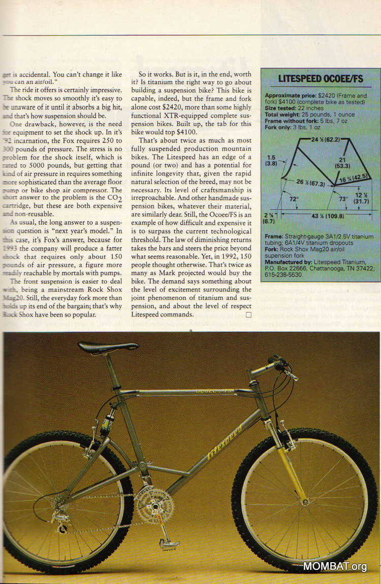 MOMBAT Litespeed Bicycles History