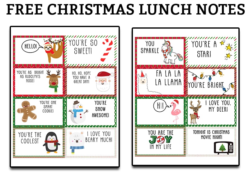 Christmas Lunch Notes Free Printable Lunchbox Notes