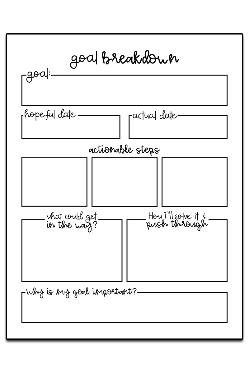 goal planning worksheet for kids | Jais Way