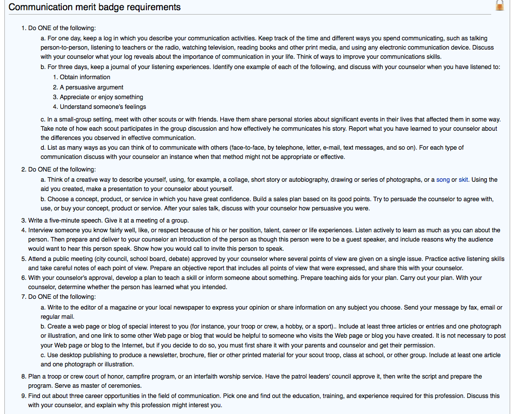 Communication Mo Merit Badges