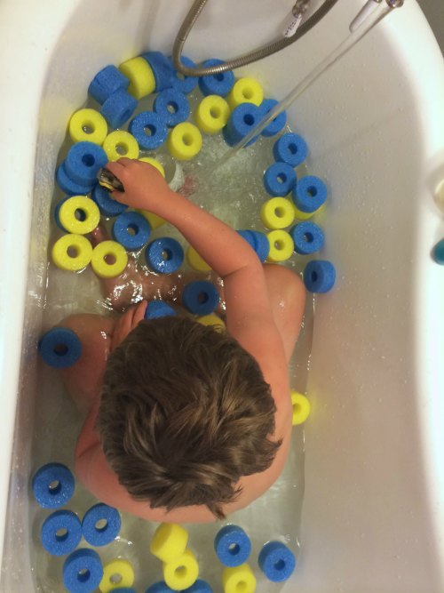 Pool Noodle Bath Activity Water Sensory Exploration Mommy Evolution