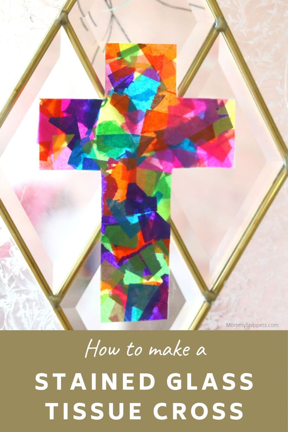 An Easy to Make Stained Glass Cross Craft Using Tissue Paper