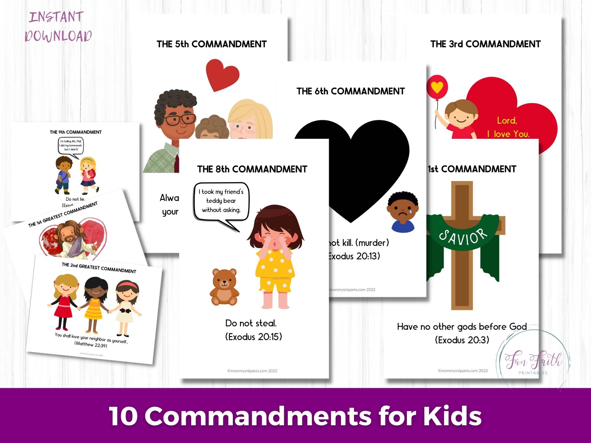 Printable Ten Commandments List For Kids