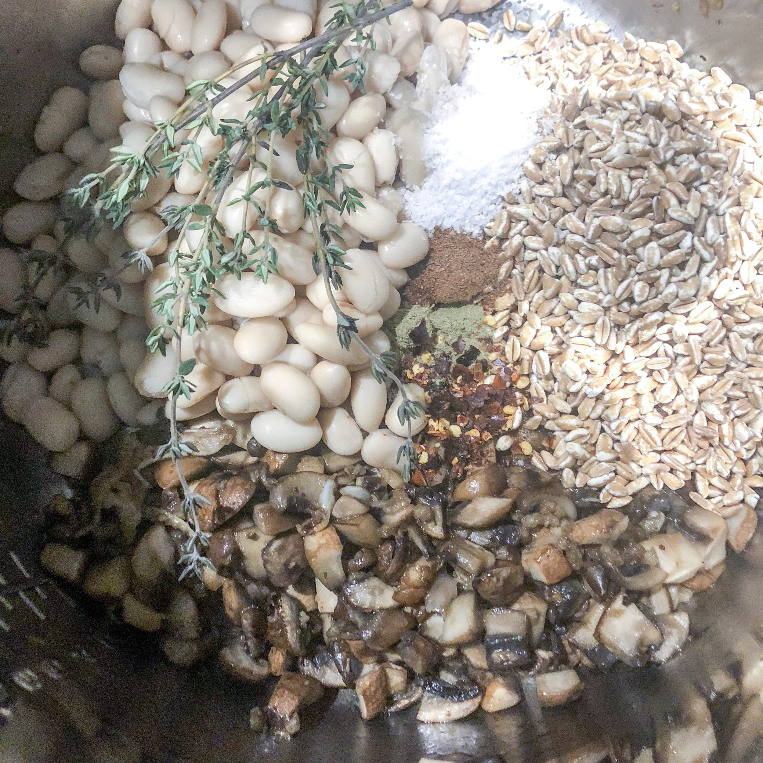 No Frills Instant Pot Mushroom and White Bean Farrotto Mom Under Pressure