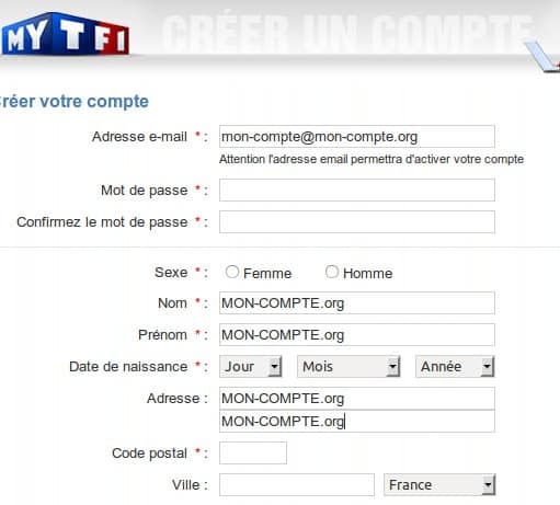 TF1.fr Mon Compte Connexion à son Espace MYTF1.fr