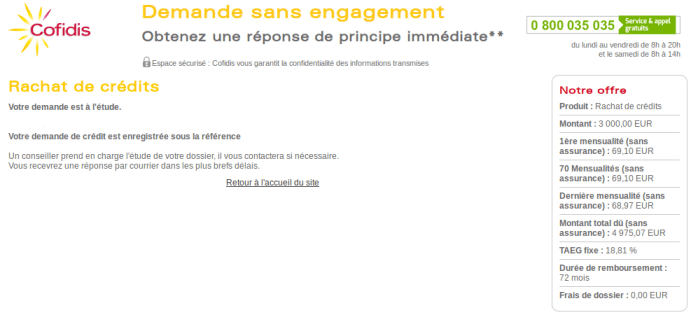 Simulation Rachat de crédit Cofidis (Tutoriel en ligne)