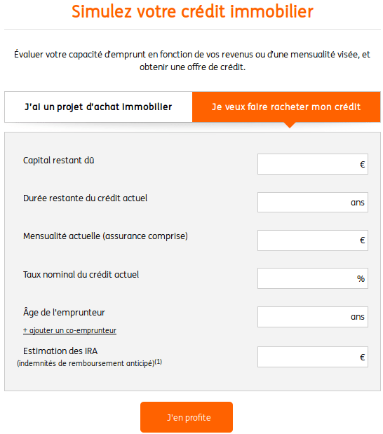 Simulation de refinancement de crédit immobilier ING Direct (tutoriel)