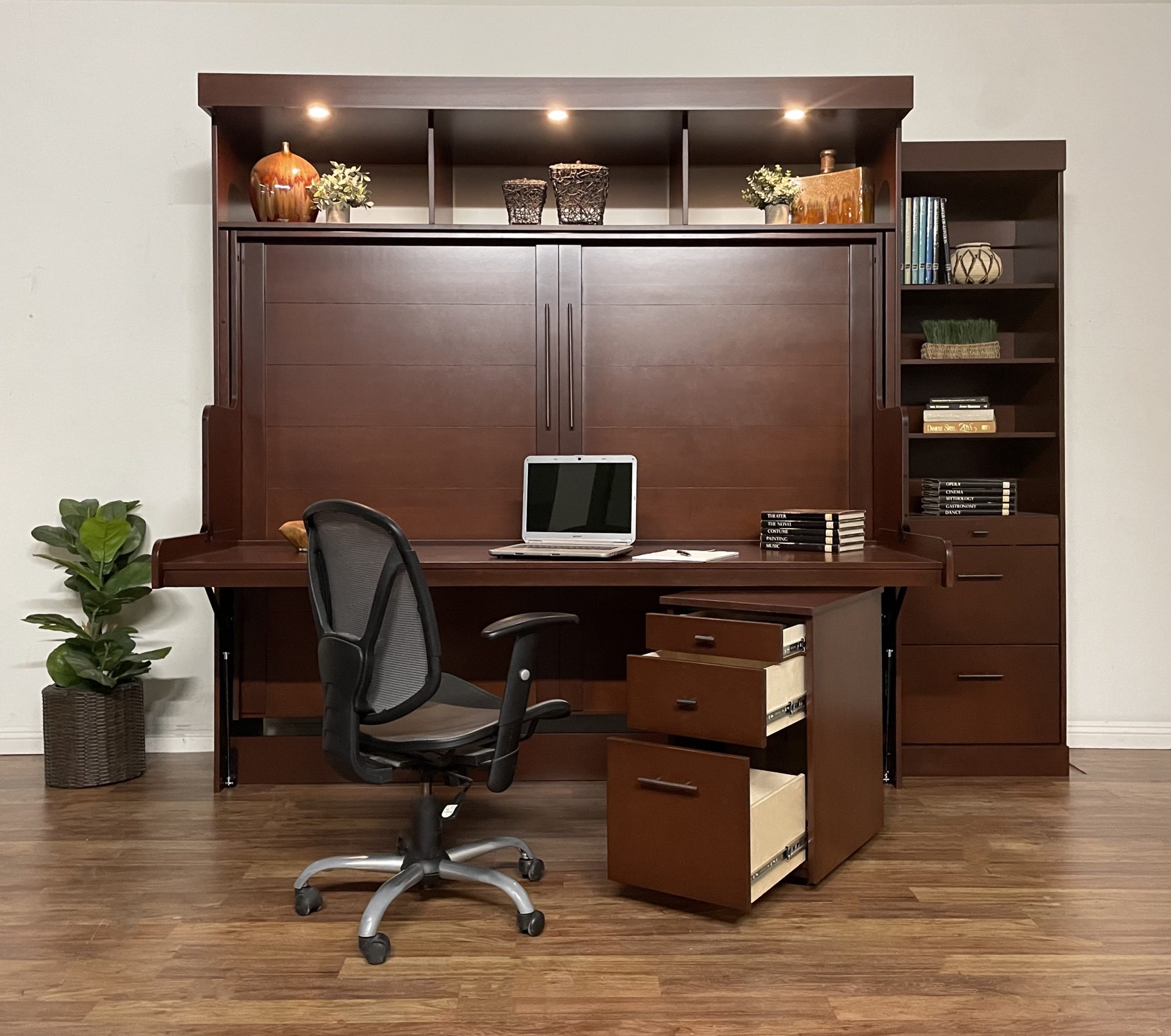 Dale Desk Bed (Shown W/ Hutch) Monarch Murphy Beds