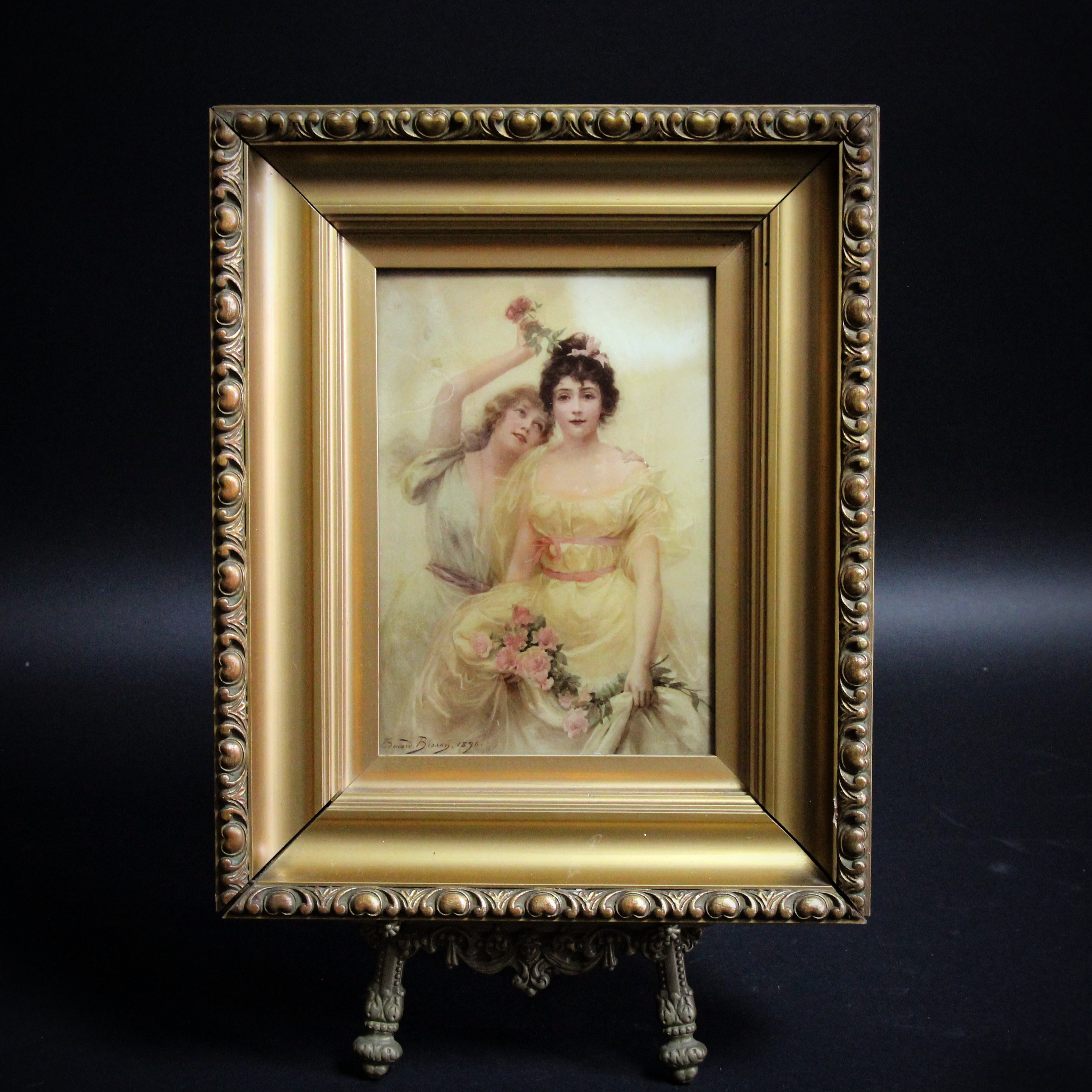 Antique original reverse Painting on Glass ( crystoleum ) 19th