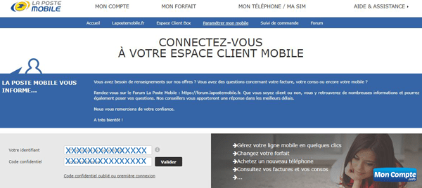 Espace Client La Poste Mobile Mon Compte et Régler Ma