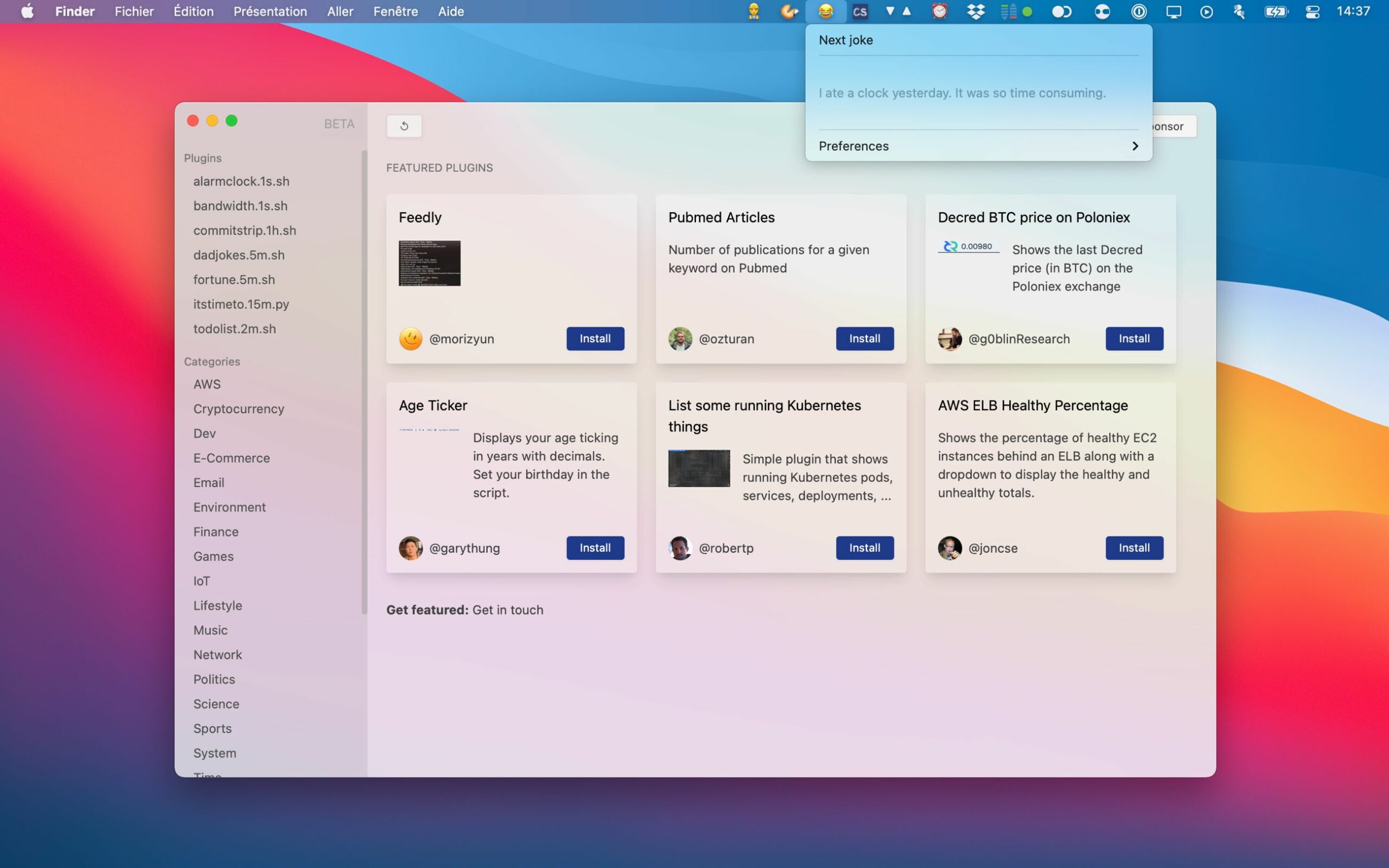 XBAR custom macOS menu bar Clement MONDARY