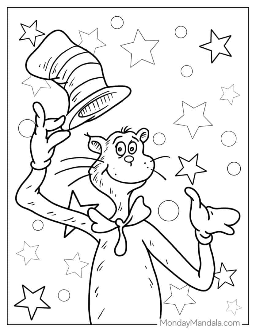 20 Cat In The Hat Coloring Pages (Free PDF Printables)