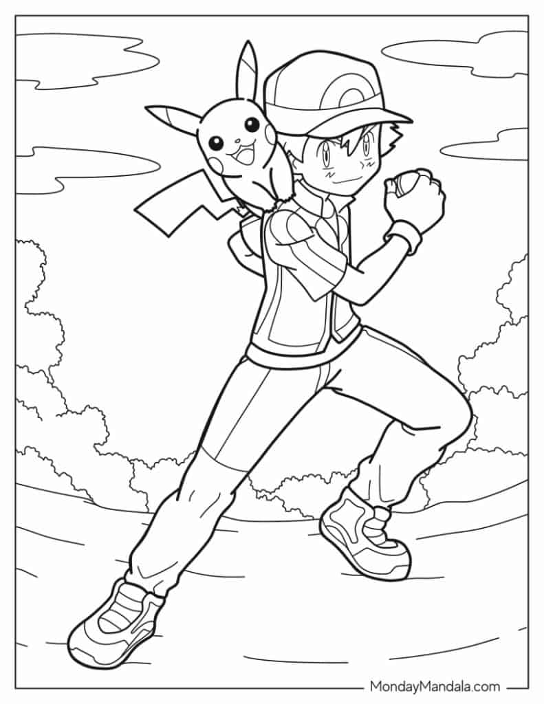 Pokemon Coloring Pages Ash And Pikachu