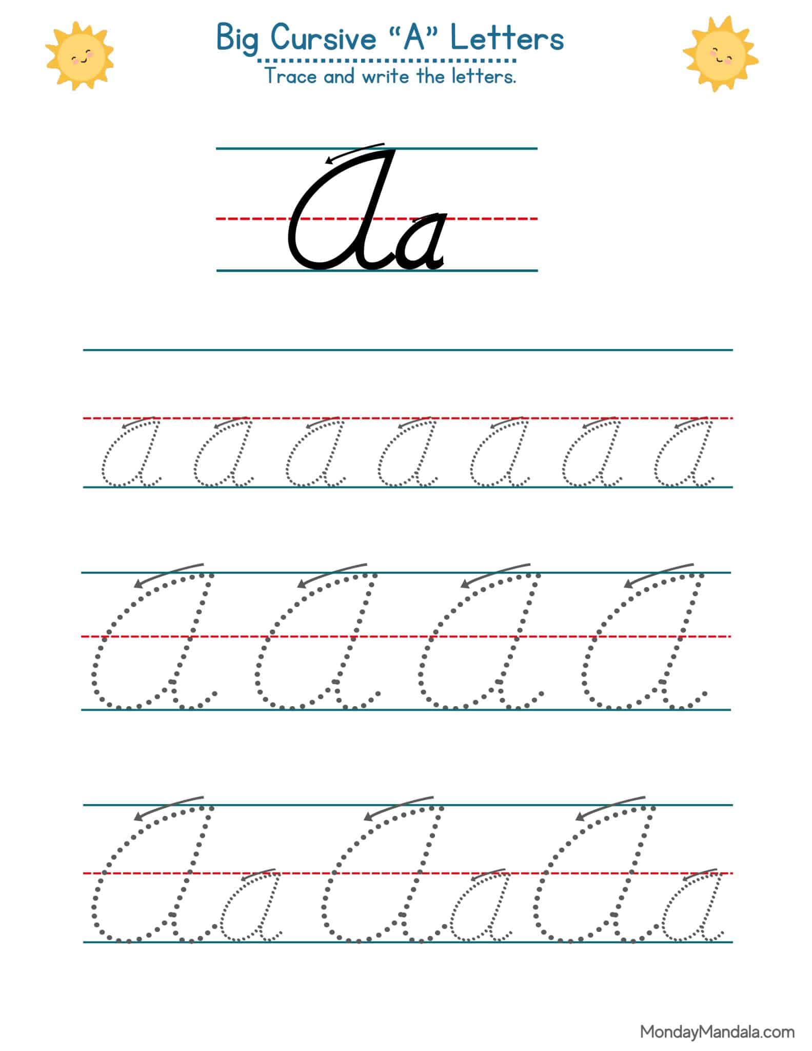 10 Cursive A Worksheets (Free Letter Writing Printables)