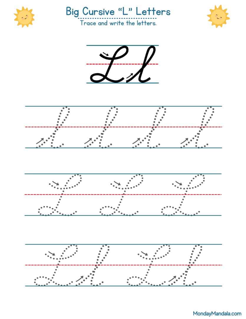 10 Cursive L Worksheets (Free Letter Writing Printables)