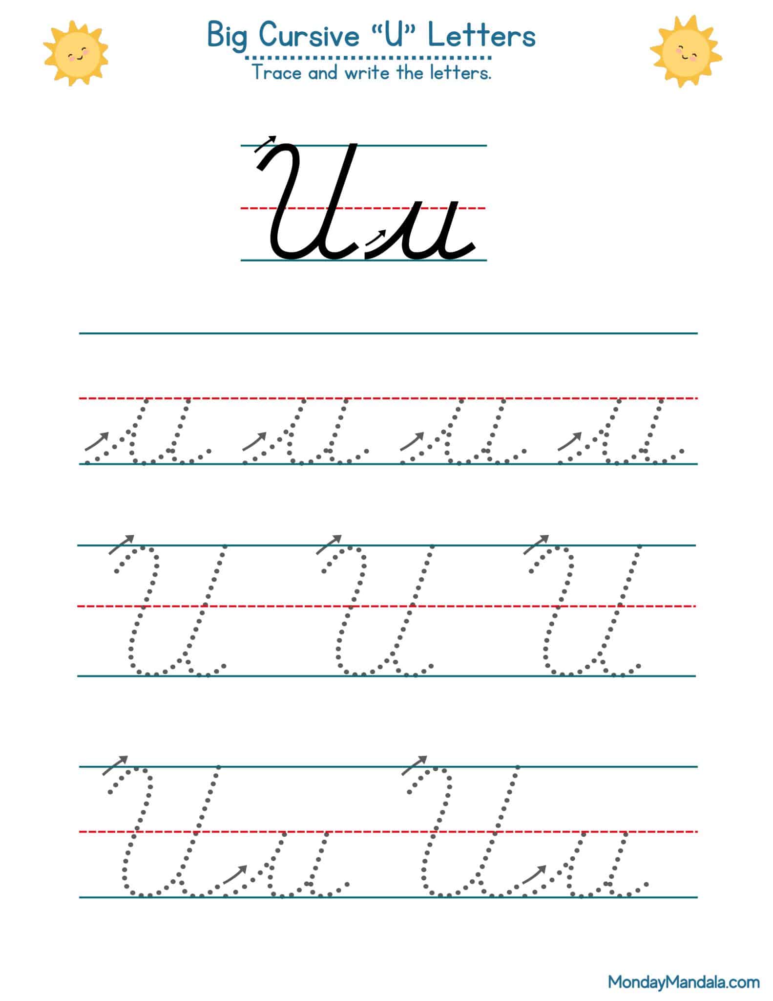 10 Cursive U Worksheets (Free Letter Writing Printables)