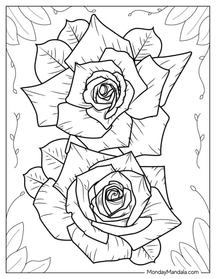 20 Rose Coloring Pages (Free PDF Printables)