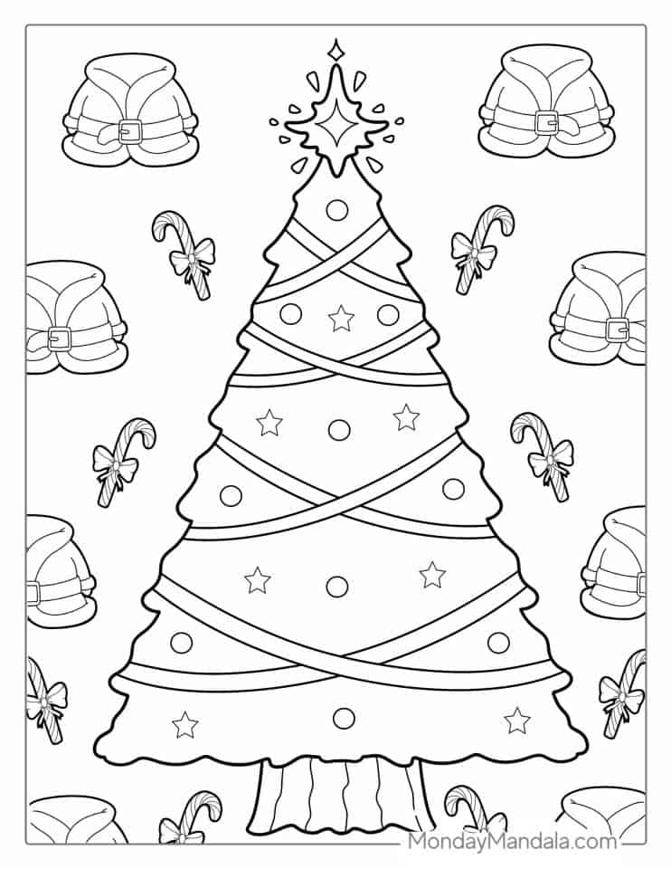 50 Christmas Tree Coloring Pages (Free PDF Printables)