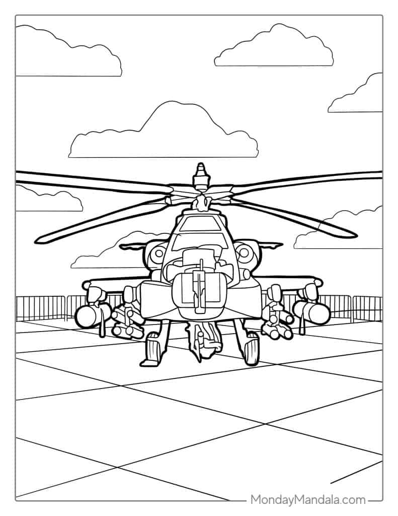 Apache Helicopter Coloring Pages