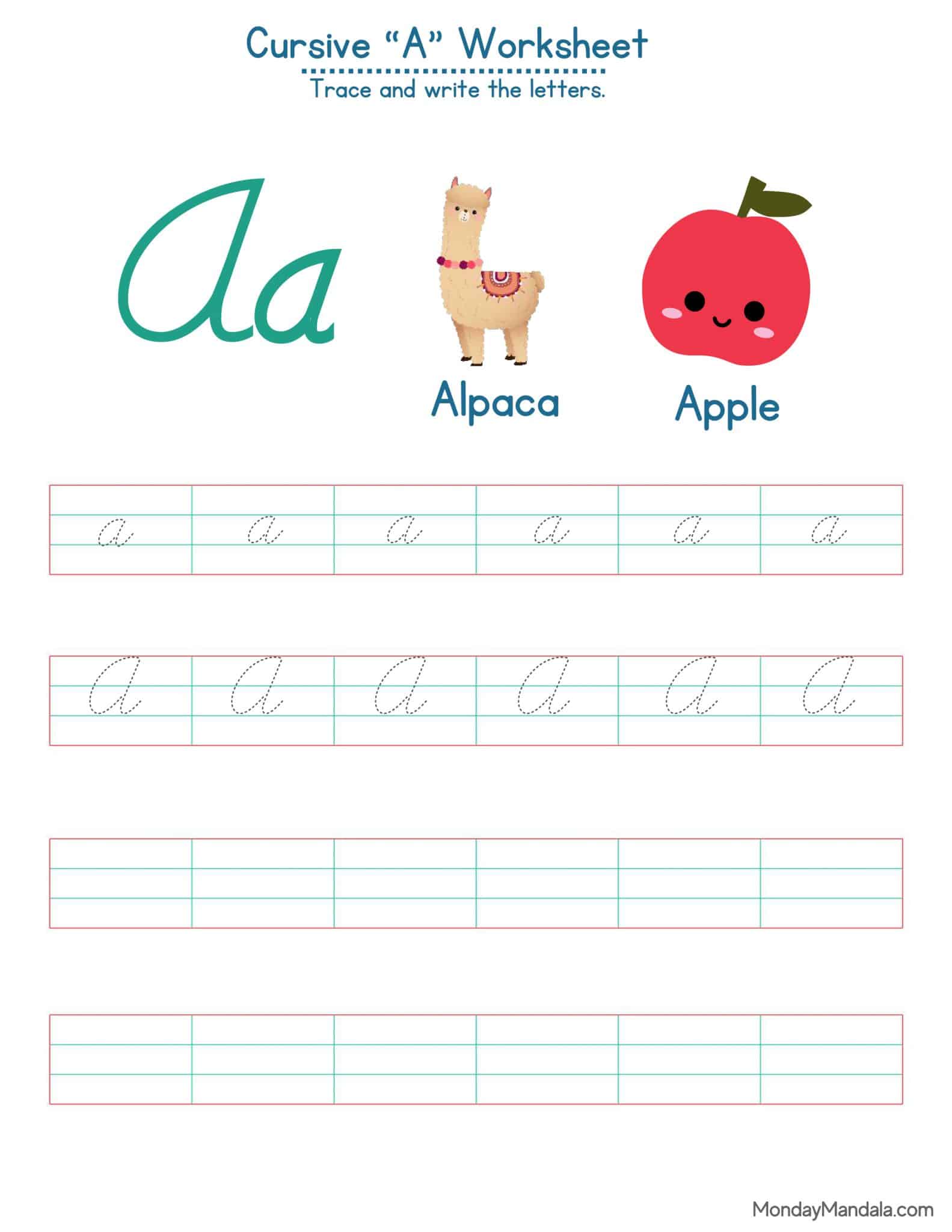 10 Cursive A Worksheets (Free Letter Writing Printables)