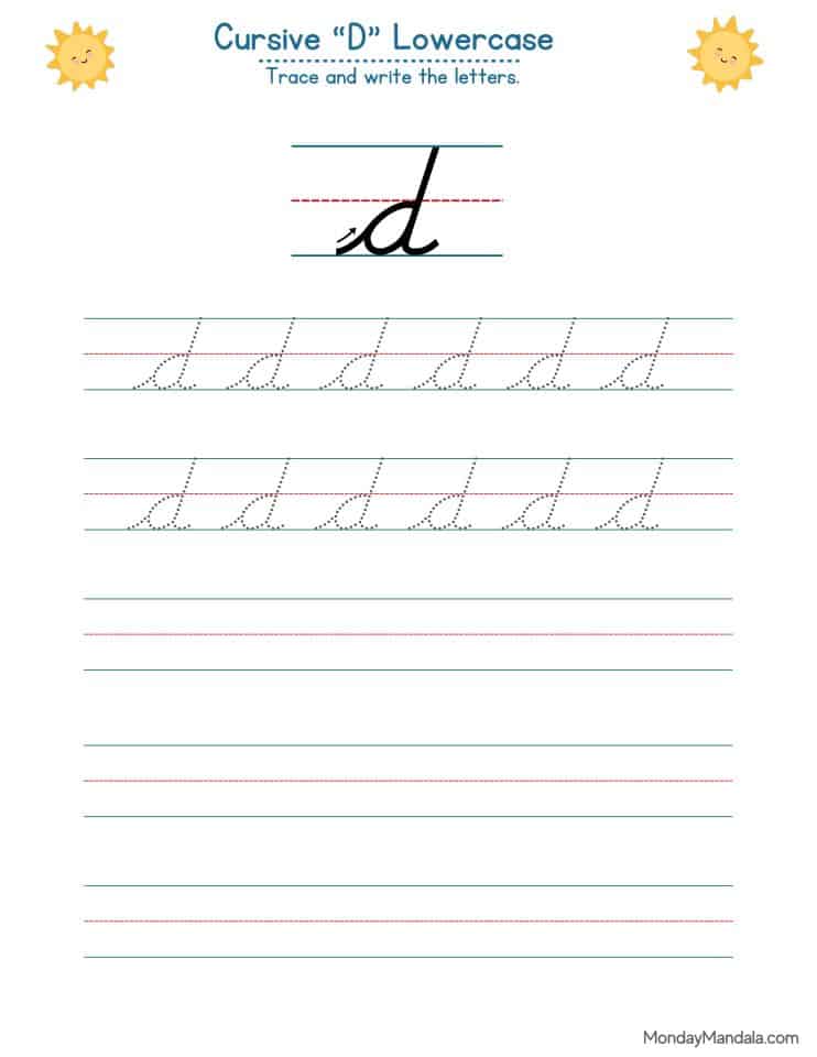 10 Cursive D Worksheets (Free Letter Writing Printables)