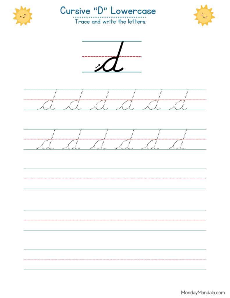 10 Cursive D Worksheets (Free Letter Writing Printables)