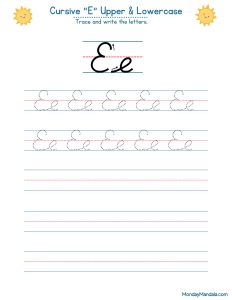 10 Cursive E Worksheets (Free Letter Writing Printables)